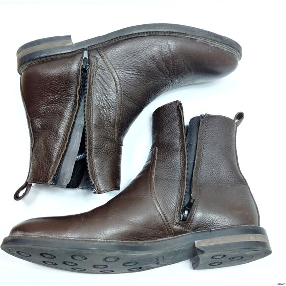 To Boot New York Adam Derrick Chelsea Boots Men US 8 Brown Leather Zipper Italy - Picture 2 of 9
